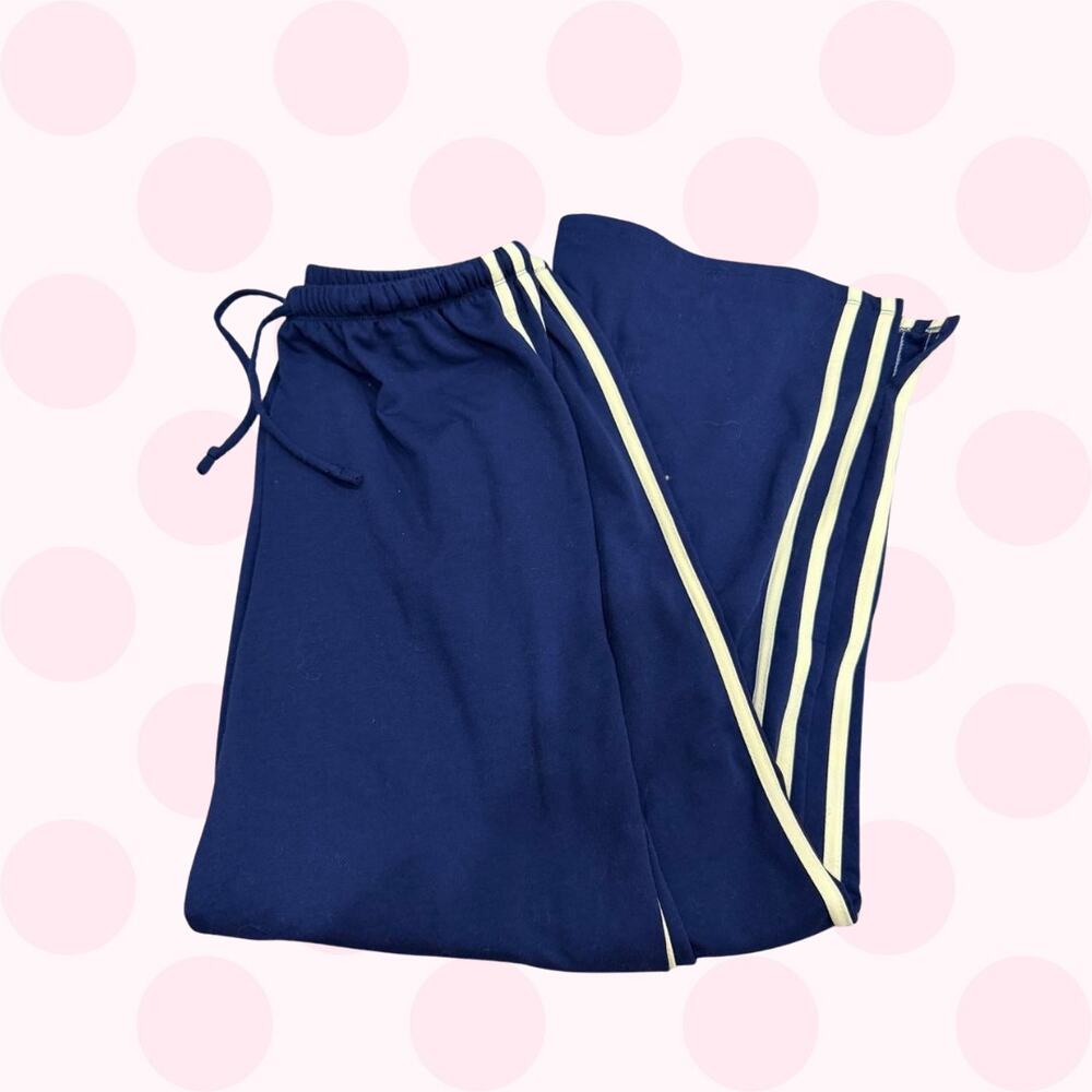Suzette Collection Navy Blue Triple-Stripe Sweatpants Size XL
